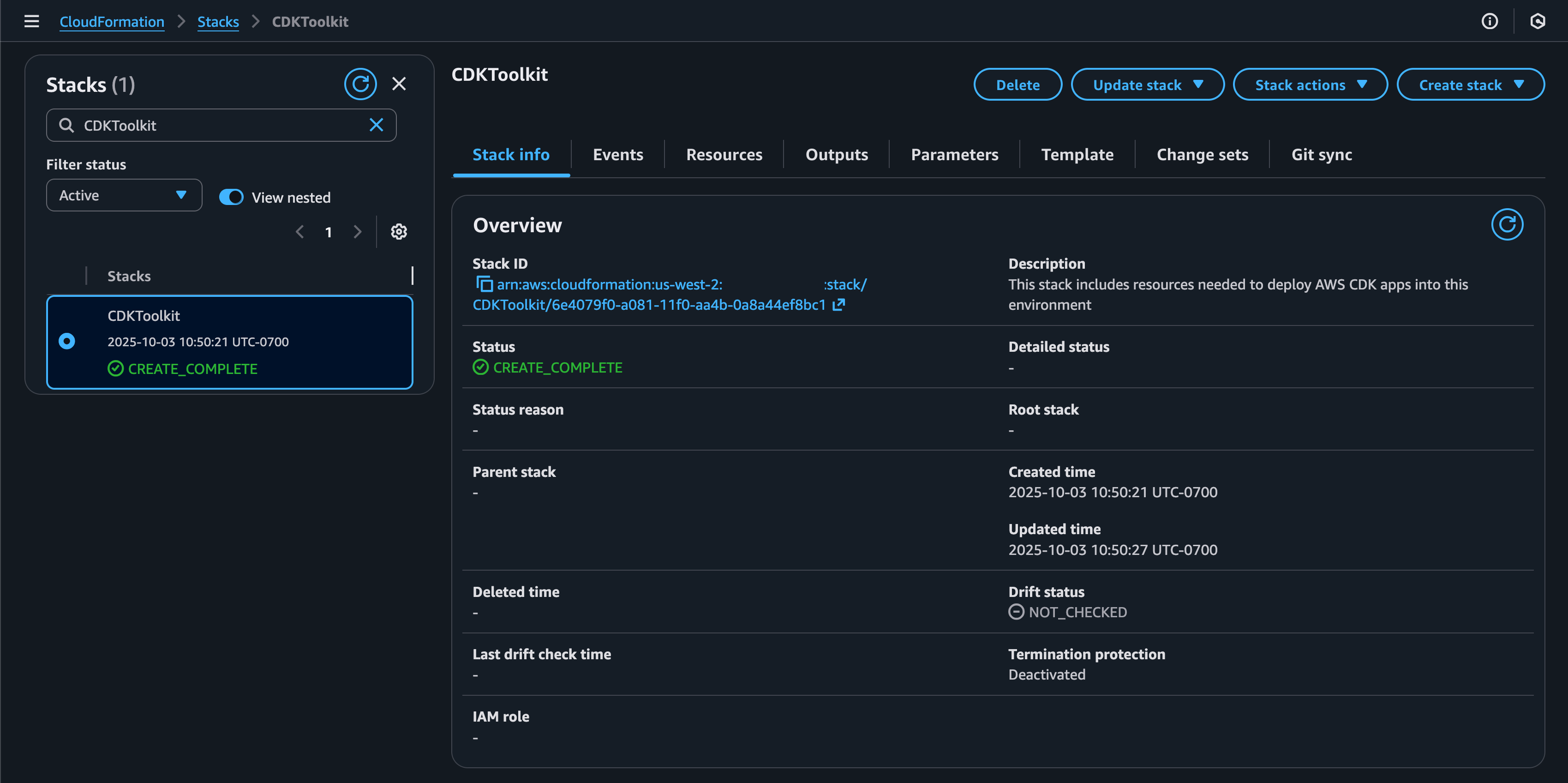 CDKToolkit CloudFormation Stack